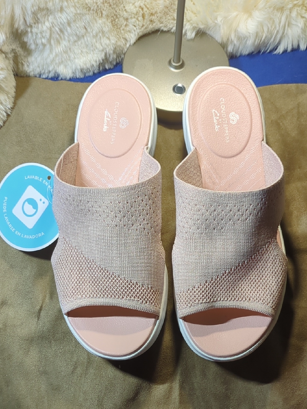Clarks Pink Knit Slide Mules Women's 8.5 Size NEW WITH TAGS NOW ONLY $55